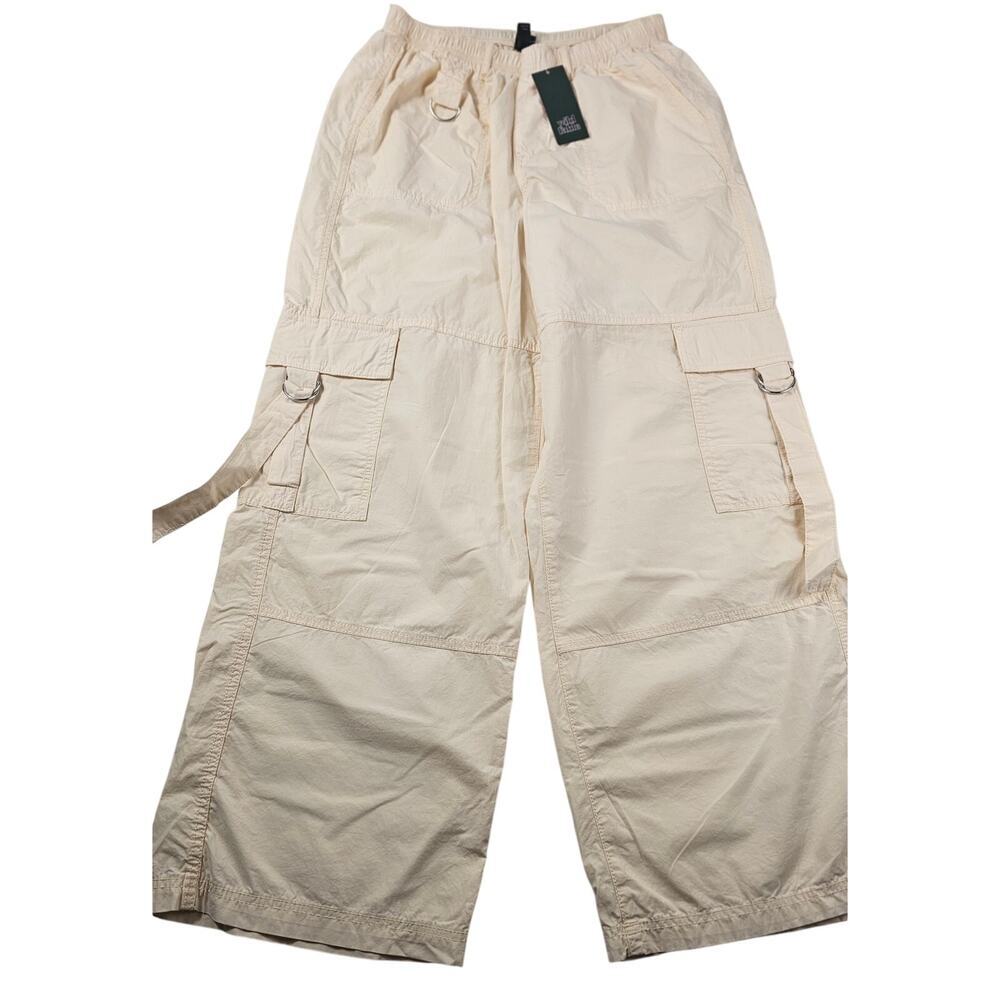 NWT cream Wild Fable Cargo Pants thin  S neutral Wide Leg Pockets Drawstring